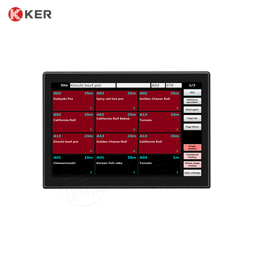 32 wall mount digital signage kitchen display capacitive touch screen KDS restaurant menu for restaurant management system