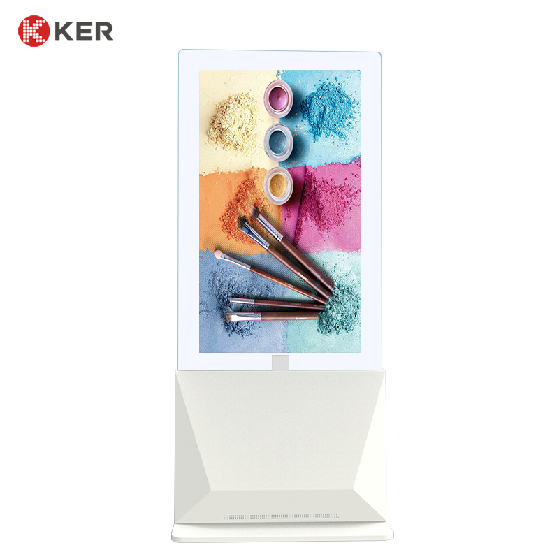 HD 4K Wifi Slim 55” 43” Double Side Floor Standing Transparent Kiosk Advertising Digital signage Lcd Window Display