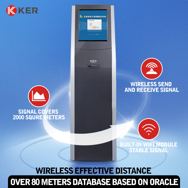 LCD queue management kiosk Call System Barcode Scanner Ticket Collect Terminal Self Service Queue Kiosk