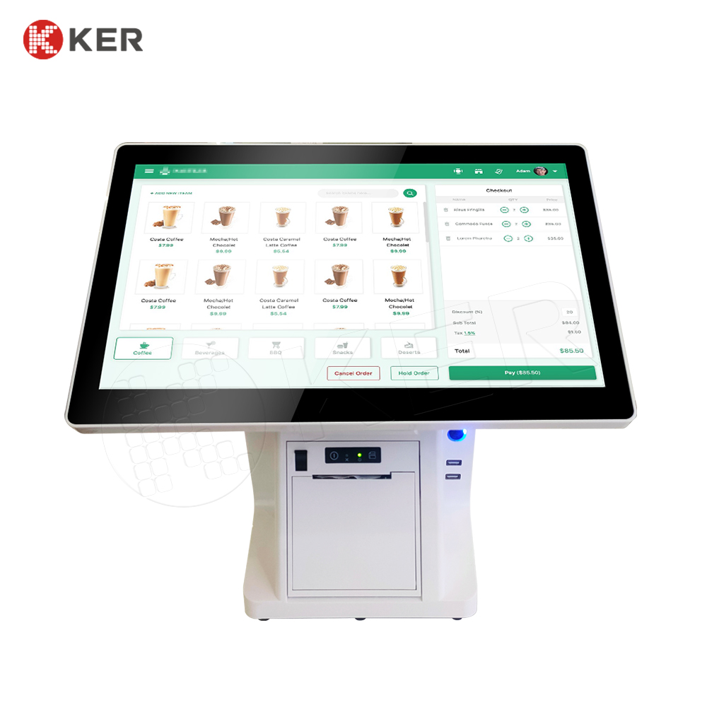 15.6 dual screen desktop cashier mini touch kiosk smart pay for new retail mall/shop/store usage